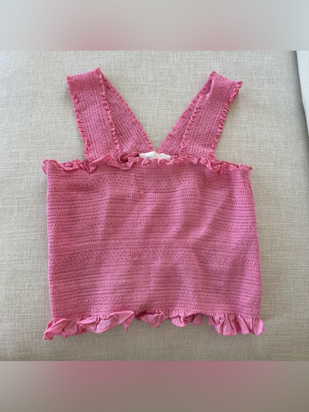 Cotton Candy LA Pink Ruffle Knit Crop Top